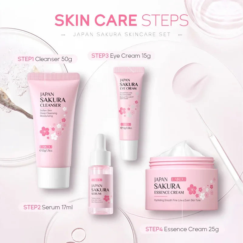 Laikou Sakura Skin Care Gift Set — Cleanser, Serum & Eye Cream
