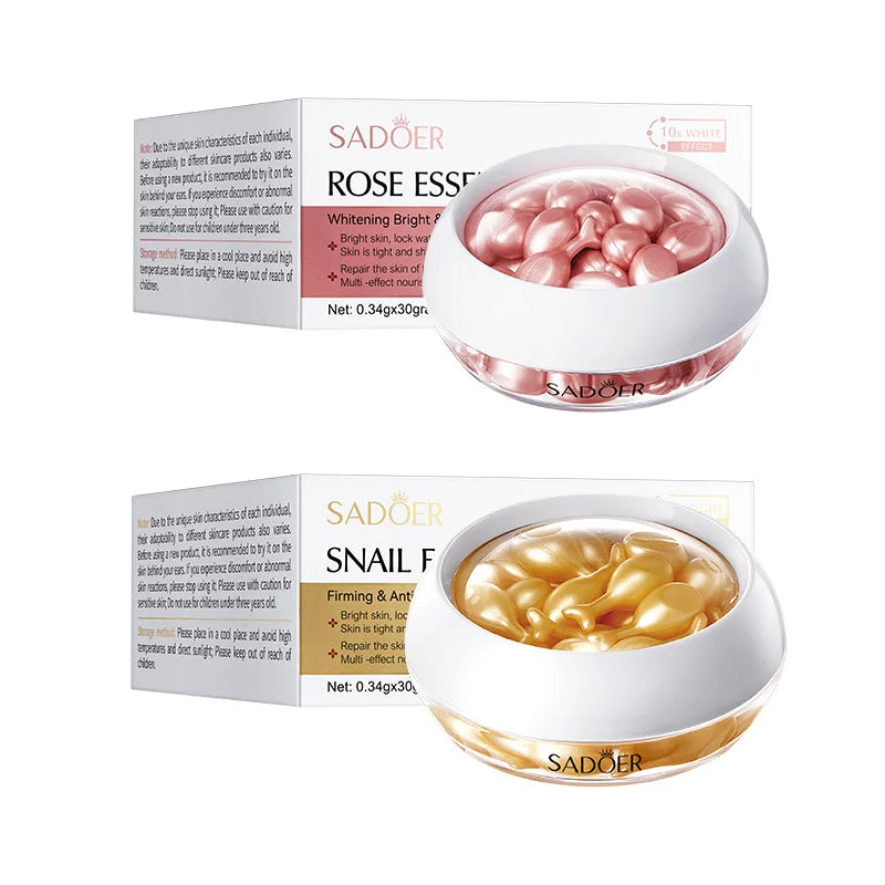 SADOER Rose & Snail Dual Face Serum Capsules — 30pcs