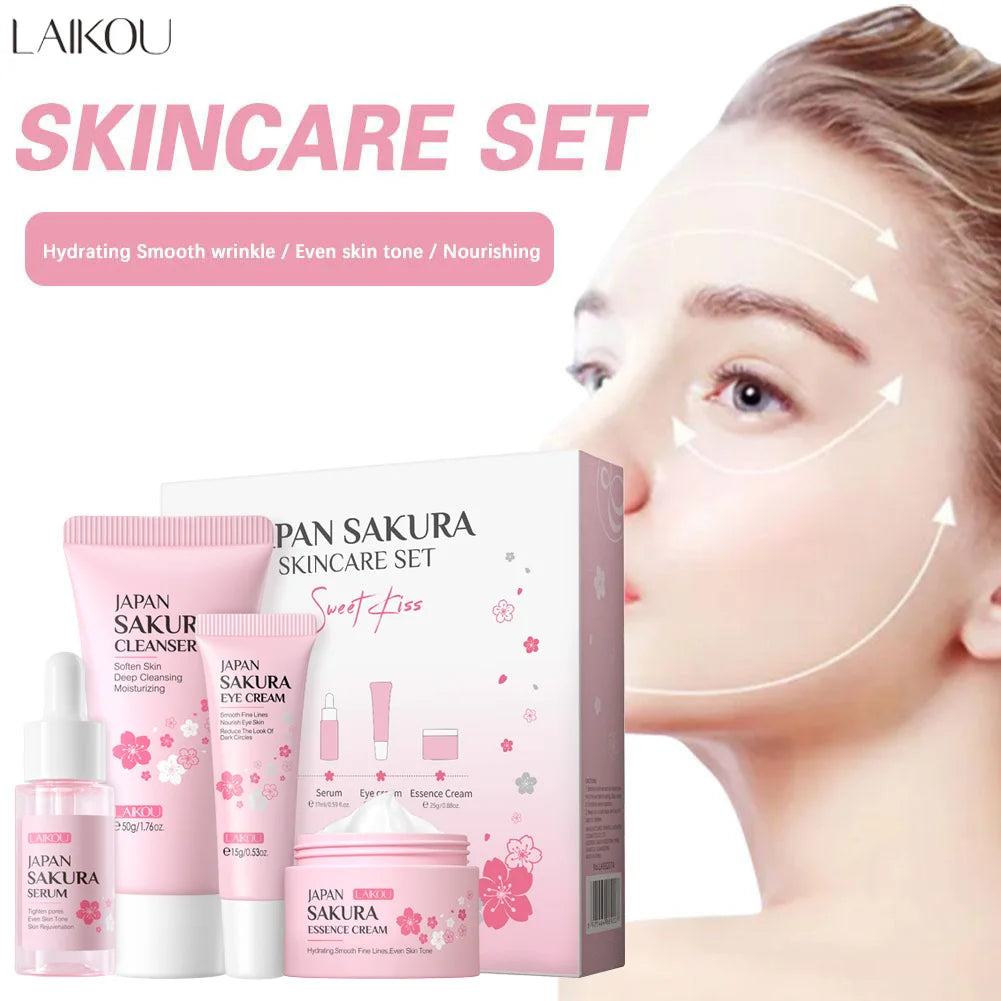 Laikou Sakura Skin Care Gift Set — Cleanser, Serum &amp; Eye Cream