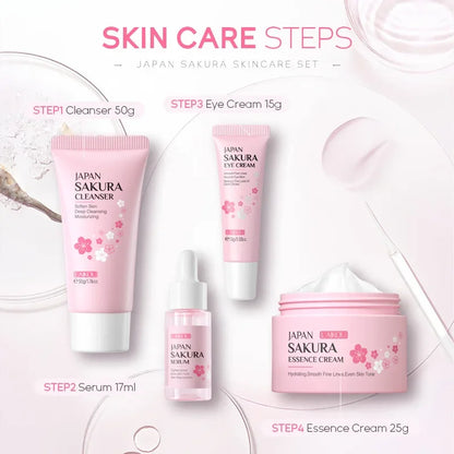 Laikou Sakura Skin Care Gift Set — Cleanser, Serum &amp; Eye Cream