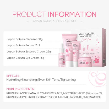 Laikou Sakura Skin Care Gift Set — Cleanser, Serum &amp; Eye Cream
