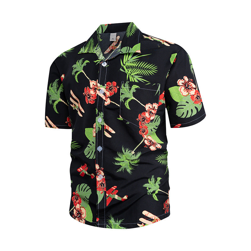 Hawaiian Style Seaside Floral Beach Summer Thin Section Trend Loose Casual Vacation Shirt Floral Shirt Men&amp;amp;amp;amp;amp;amp;amp;amp;