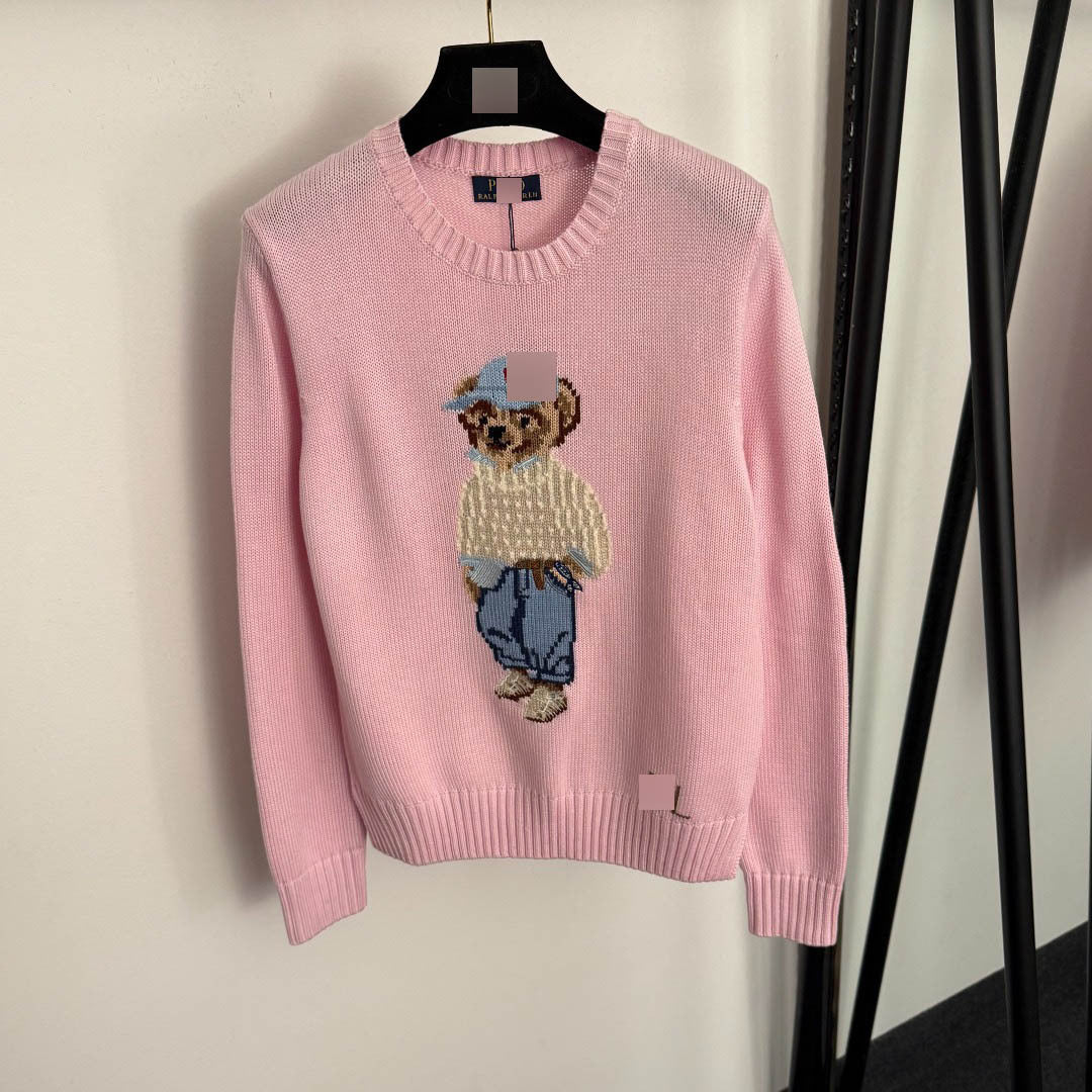 Cotton New Fashion Bear Jacquard Pattern Wool Blend Long-Sleeve Knitwear