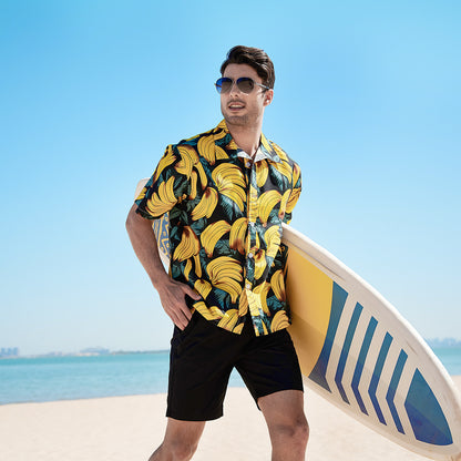 Hawaiian Style Seaside Floral Beach Summer Thin Section Trend Loose Casual Vacation Shirt Floral Shirt Men&amp;amp;amp;amp;amp;amp;amp;amp;