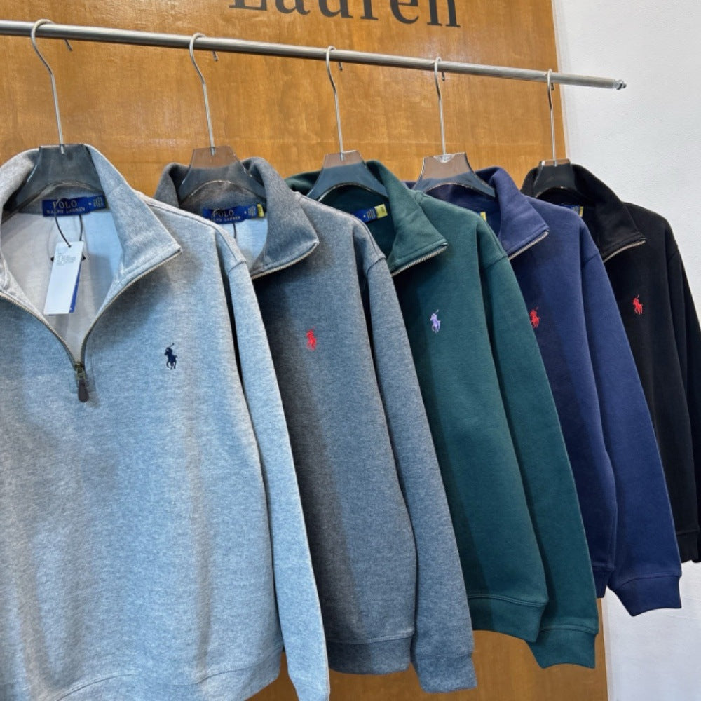 Cotton Retro Style Half-zip Sweater Long-sleeved Sweatshirt Men&amp;