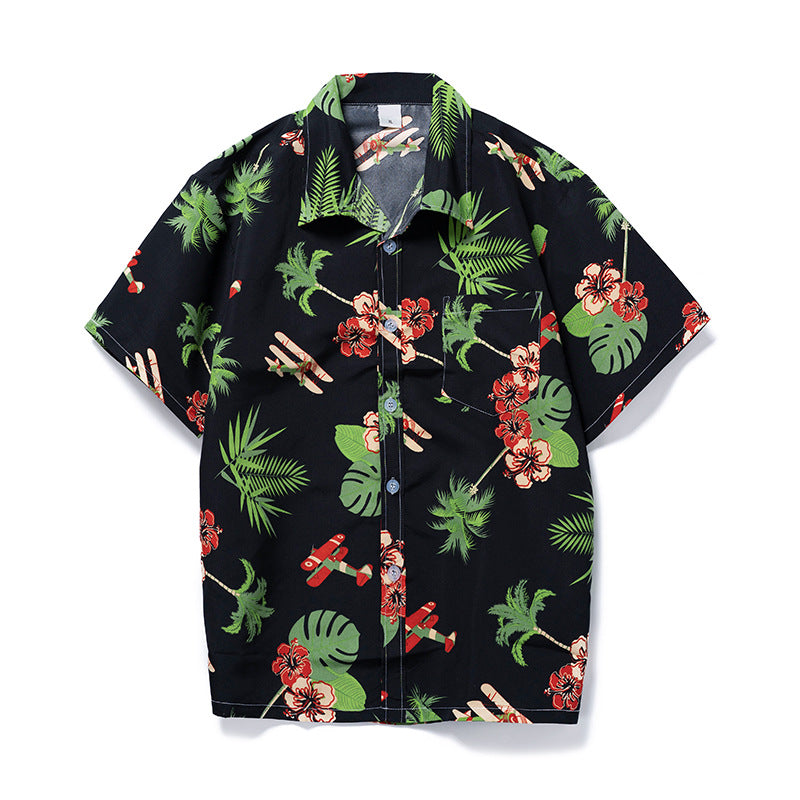 Hawaiian Style Seaside Floral Beach Summer Thin Section Trend Loose Casual Vacation Shirt Floral Shirt Men&amp;amp;amp;amp;amp;amp;amp;amp;
