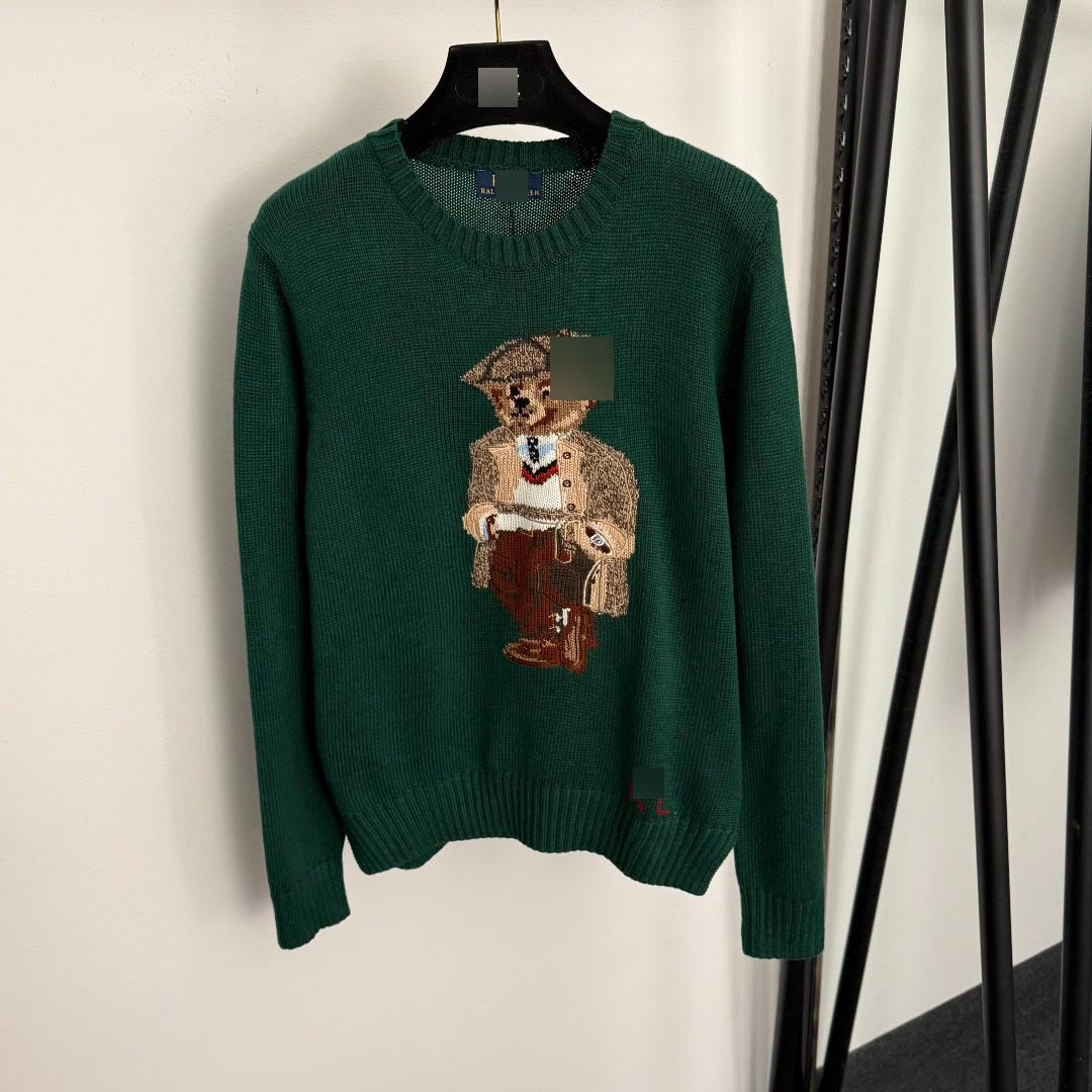 Cotton New Fashion Bear Jacquard Pattern Wool Blend Long-Sleeve Knitwear