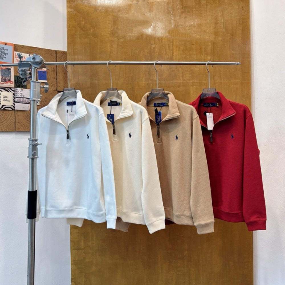 Cotton Retro Style Half-zip Sweater Long-sleeved Sweatshirt Men&amp;
