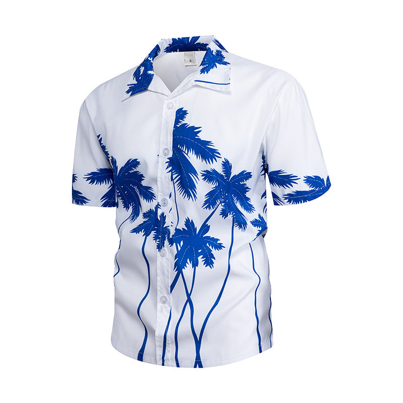 Hawaiian Style Seaside Floral Beach Summer Thin Section Trend Loose Casual Vacation Shirt Floral Shirt Men&amp;amp;amp;amp;amp;amp;amp;amp;