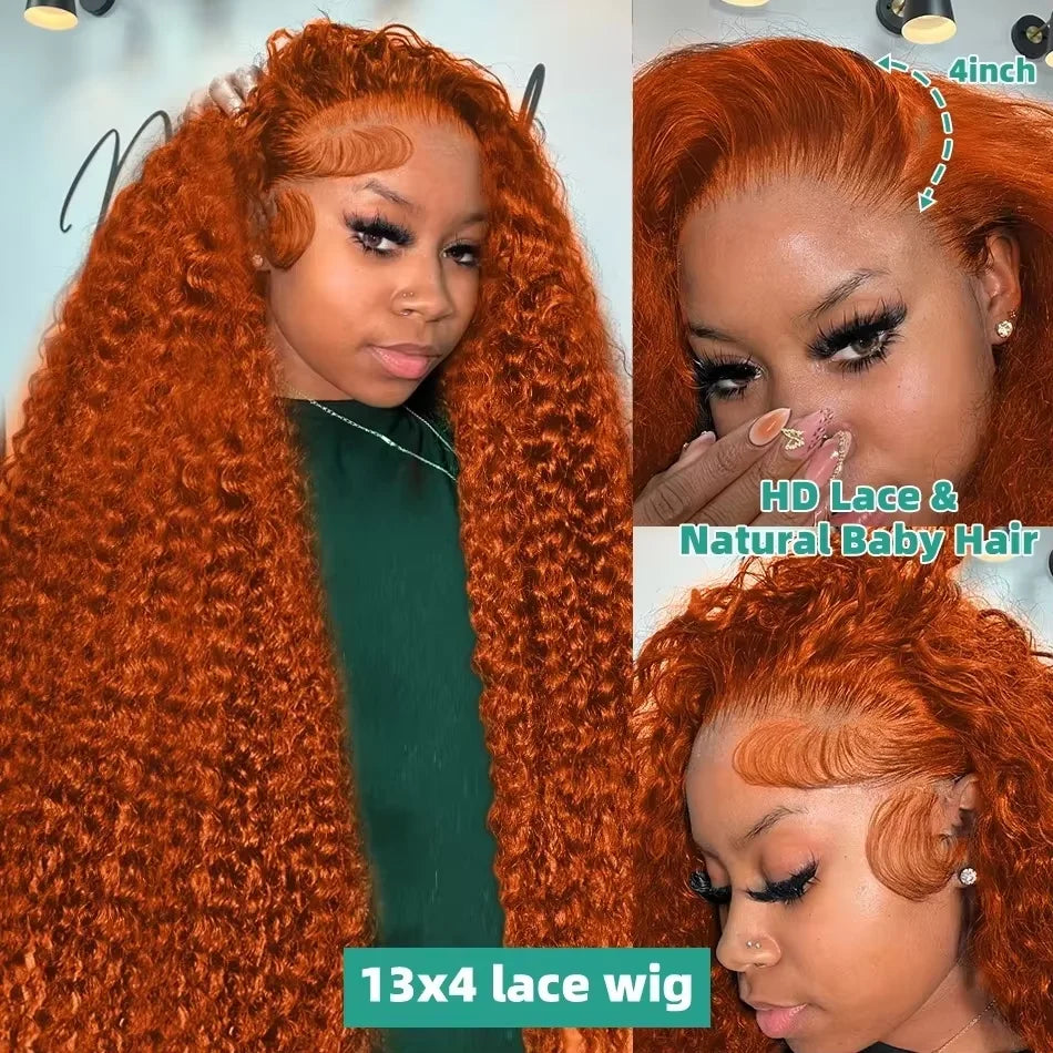 Brazilian Deep Wave Ginger Lace Front Wig