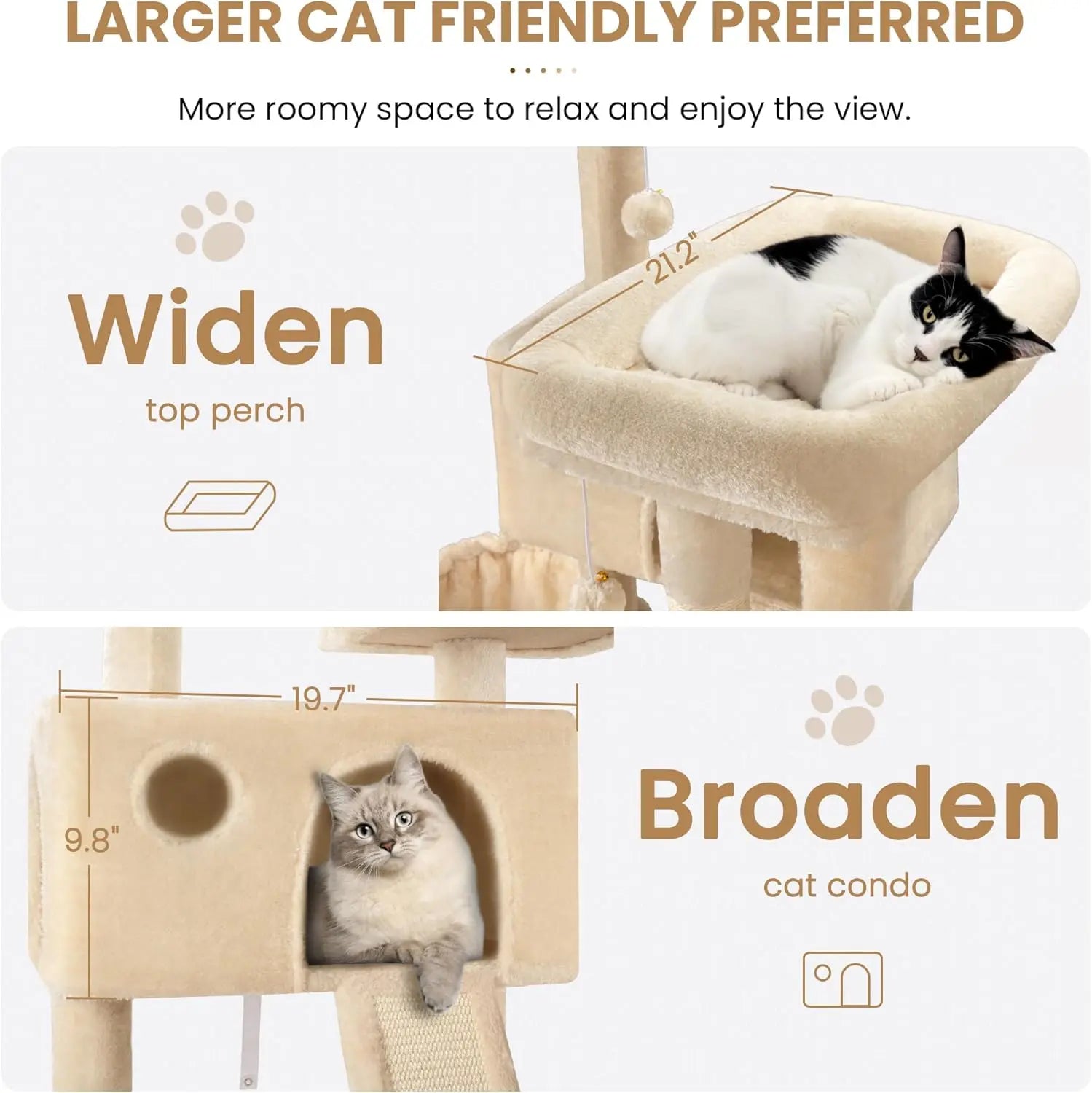 65-Inch Indoor Cat Tree Tower — Multi-Level Plush Perches
