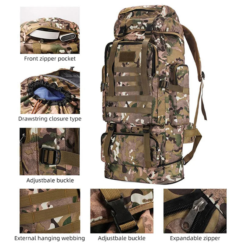 100L Outdoor Camping &amp; Hiking Backpack