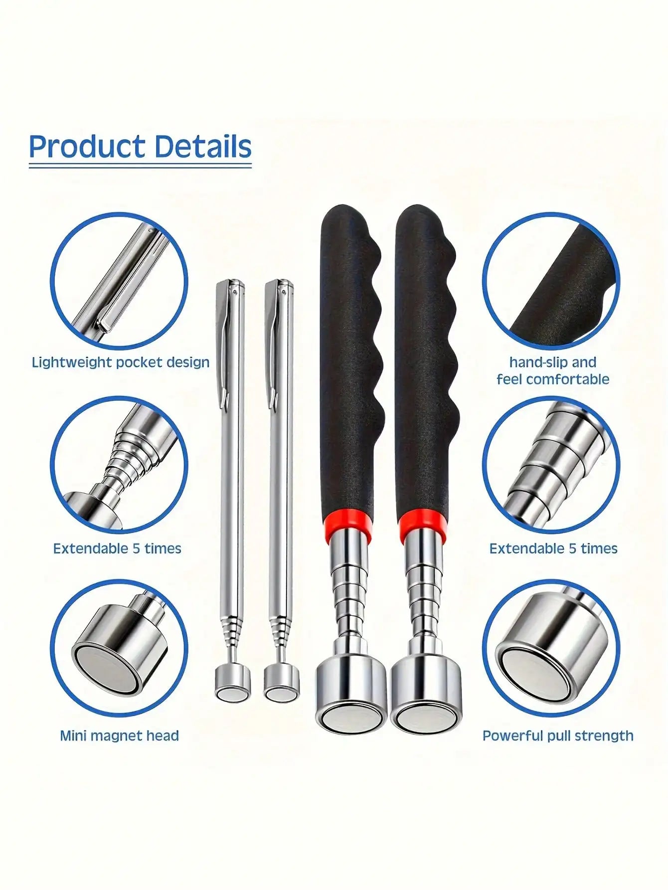 Telescopic Magnetic Pickup Tool with LED
